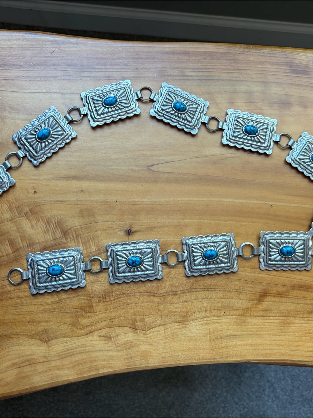 Turquoise Silver-Tone Statement Concho Belt — Women Jewelry